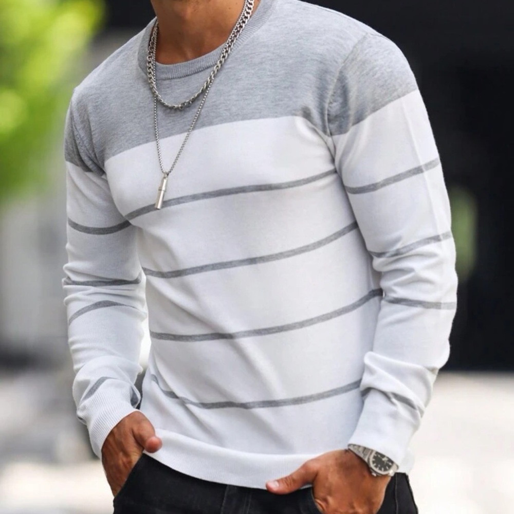 Manfinity Homme Men Striped Pattern Sweater